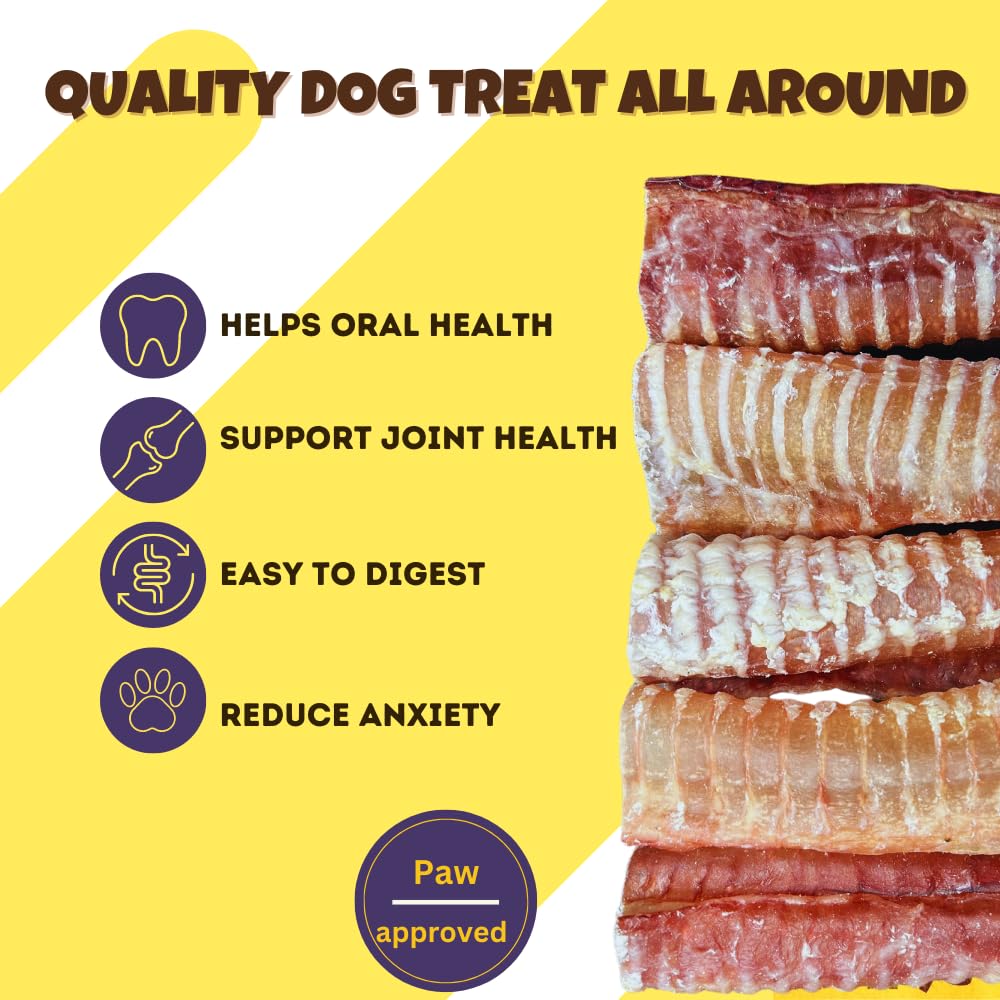 Woofley's Beef Trachea - (6 Inch 20 Pack) - Trachea Treats for Dogs - Natural Source of Glucosamine and Chondrotin for Joint Health - 100% Natural Beef Windpipe for Dogs