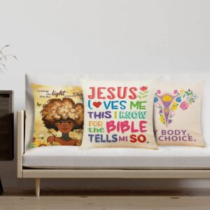 Gifts for Kids Bible Verse Quote Throw Pillow Covers, Jesus Loves Me Pillow case Cushion Case for Nursery Playroom Classroom,Kids Birthday Gift Ideas from Mom, Present for Christian Kids Christmas