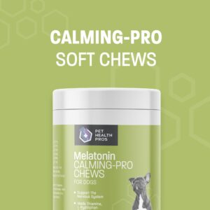 Pet Health Pros Melatonin Calming-Pro Dog Calming Chews for Dogs - Made with Chamomile, Ginger and Melatonin - Dog Calming Chews for Dogs Anxiety and Stress - Storms, Fireworks and Travel - 60 ct