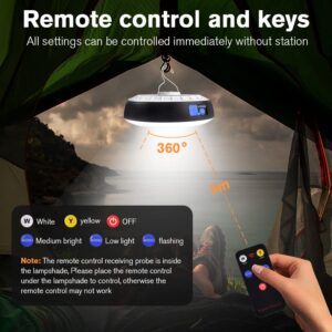 Ainiv USB Solar Camping Light, LED Rechargeable Camping Lanter with Remote Control, IPX4 Waterproof Rechargeable Tent Light 30W with Magnet for Camping, Hiking, Outage, Hurricane, Emergency