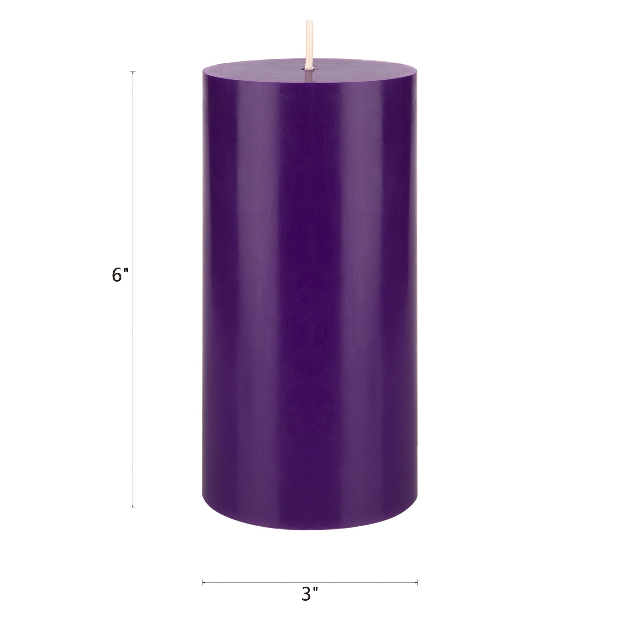 Mega Candles 1 pc Unscented Purple Round Pillar Candle, Hand Poured Premium Wax Candles 3 Inch x 6 Inch, Home Décor, Wedding Receptions, Baby Showers, Birthdays, Celebrations, Party Favors & More