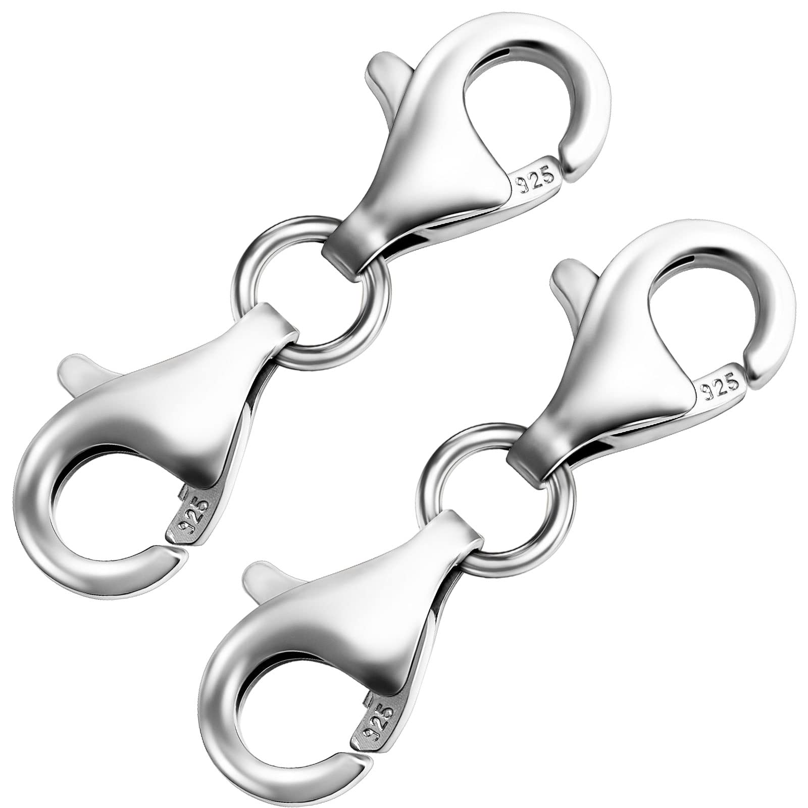 OHINGLT Double Lobster Clasp 925 Sterling Silver Necklace Clasp Classic Double End Design Necklace Clasps and Closures,Necklace Extender Suitable for Jewelry Chain