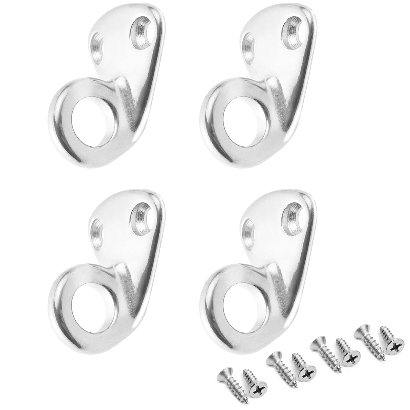 AMYSPORTS Outdoor Stainless Fender Hook Steel Hooks Wall Pad Eye Stainless Marine Hanger Hook Plate Hanging SUS316 4pcs