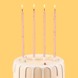 CAKE CODE Pink Gold Long Thin Birthday Candles, Cake Candles, Birthday Parties, Wedding Decorations, Party Candles