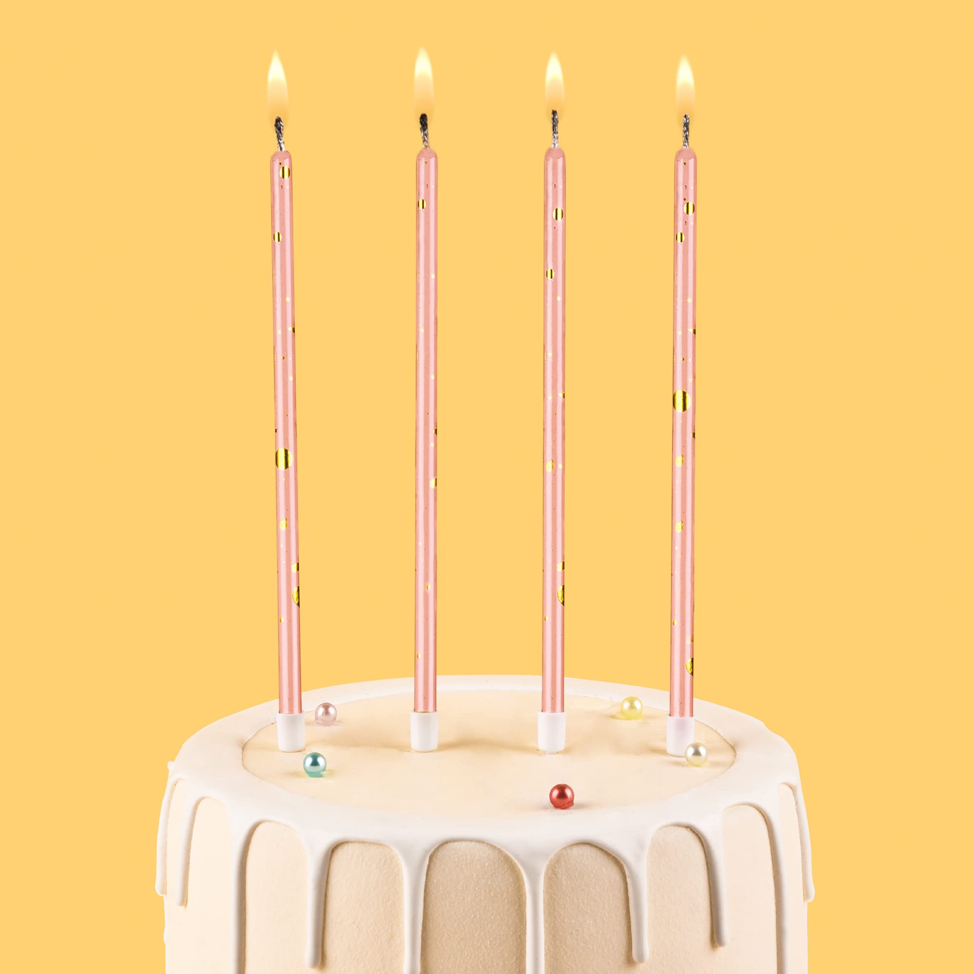 CAKE CODE Pink Gold Long Thin Birthday Candles, Cake Candles, Birthday Parties, Wedding Decorations, Party Candles