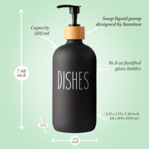 LOOCHICA Black Glass Kitchen Soap Dispenser, Detergent Dispenser or Dish Soap Dispenser for Kitchen Sink, Black Soap Dispenser, Modern Farmhouse Decor Dish Soap Pump for Kitchen Organization