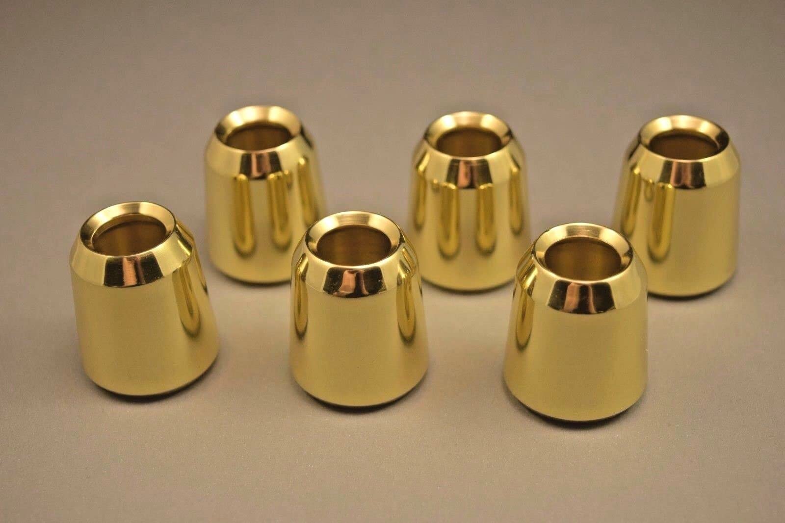 Set of 6 Solid Brass Candle Followers, Candle Toppers for 7/8" Diameter Candles (6 Pieces)