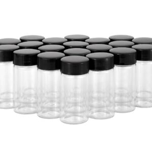 Kesell 20ml Glass Vials with Caps, Small Screw Cap Glass Sample Bottles, Clear Bottle Container, Pack of 20