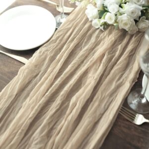 12 Pack Christmas Table Runner Beige Cheesecloth Table Runner 10ft Boho Gauze Cheese Cloth Table Runner Rustic Sheer Runner 120 inch Long for Christmas Wedding Table Decorations