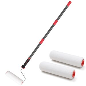 paint roller extension pole,72inch brush kit multi-function paint roller kit cleaner with house paint rollers brush stainless steel pole,mural brush for walls and ceiling paint roller no drip grey