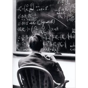 avanti press man studying equation on blackboard america collection funny / humorous birthday card