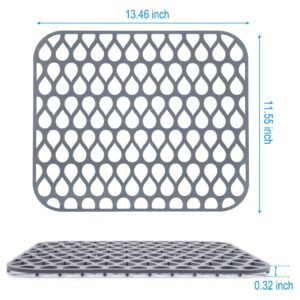 LucyPhy Silicone Sink Mat for Kitchen Sink Good Grips Non-slip Sink Protector Sink Mat Grid for Bottom of Farmhouse Sink(No Hole,Gray,2PCS)