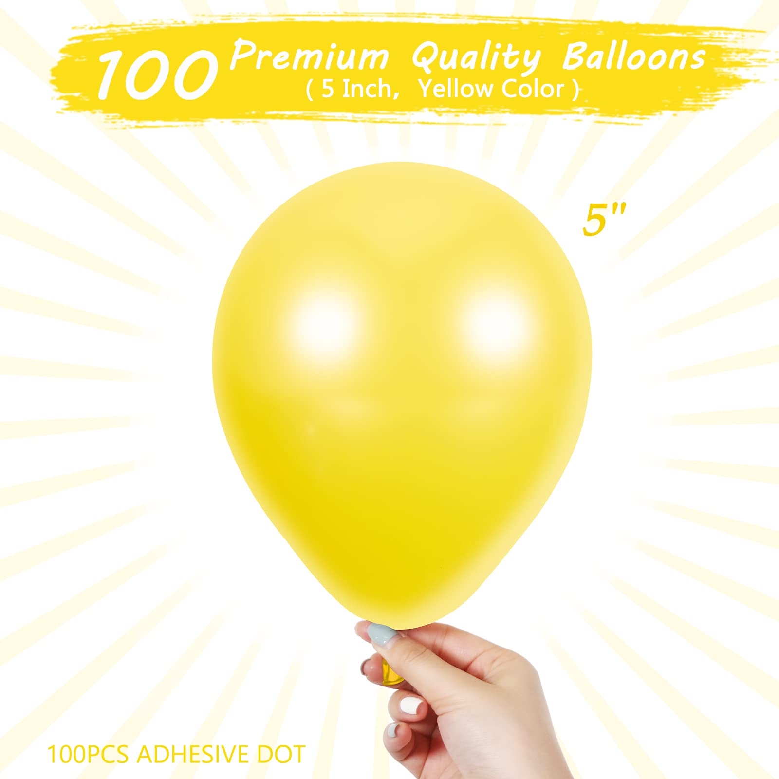 Yellow Balloons 5 Inch 100 Pack, JOGAMS Yellow Latex Balloons Mini Balloons Party Balloons for Sunflower Sunshine Bee Lemon Baby Shower Bridal Shower Birthday Party Decorations