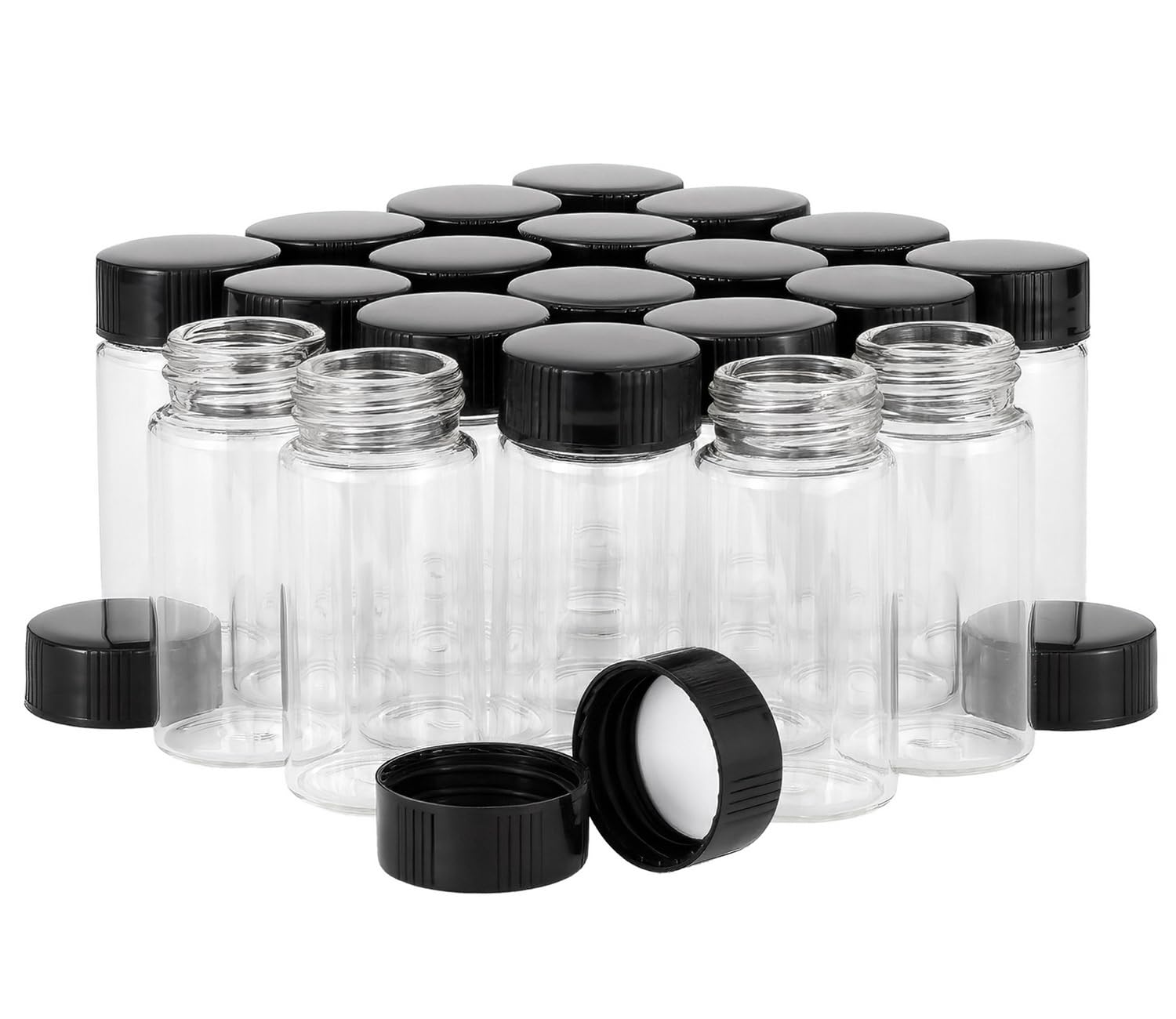 Kesell 20ml 20-Pack Glass Vials with Screw Caps Small Glass Bottles for Essential Oil Clear Vials with Lids