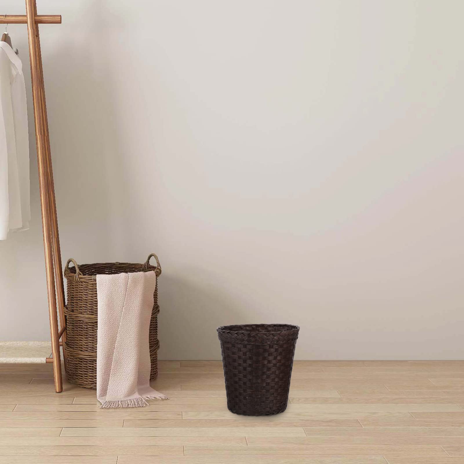 Ipetboom Rattan Trash Baskets Round Wicker Trash Can Wastebasket Handwoven Waste Paper Bin Rattan Garbage Can Rubbish Bin Trash Container for Bedroom Kitchen Bathroom Office Coffee Bathroom Trashcan