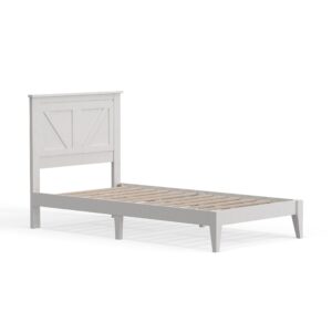 Glenwillow Home Farmhouse Solid Wood Platform Bed in Twin - Gloss White