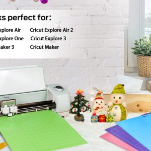 Colemoly 12x12 Cutting Mat 9 Pack Variety for Cricut Maker 3/Maker/Explore 3/Air 2/Air/One 2 Pack Mats Scrapers Sticky Cricket Cut Card Non-Slip Replacement Accessories Standard Light Strong Frabic