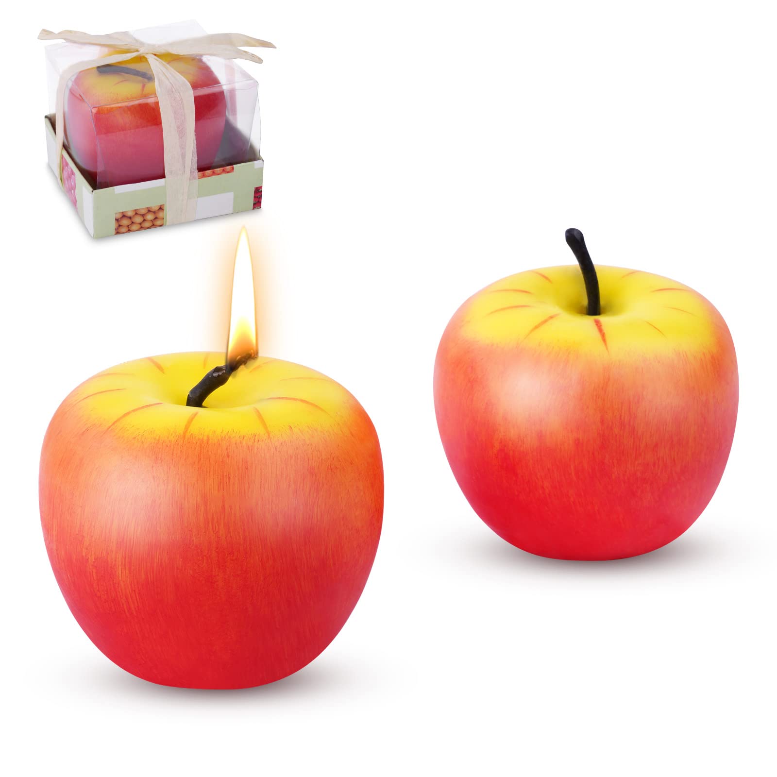 AOMIG Apple Candle, 2 Pack Creative Apple Shaped Christmas Candle Gifts for Women, 3D Apple Shape Party Candle for Christmas Birthday Party Mother Gifts(S)