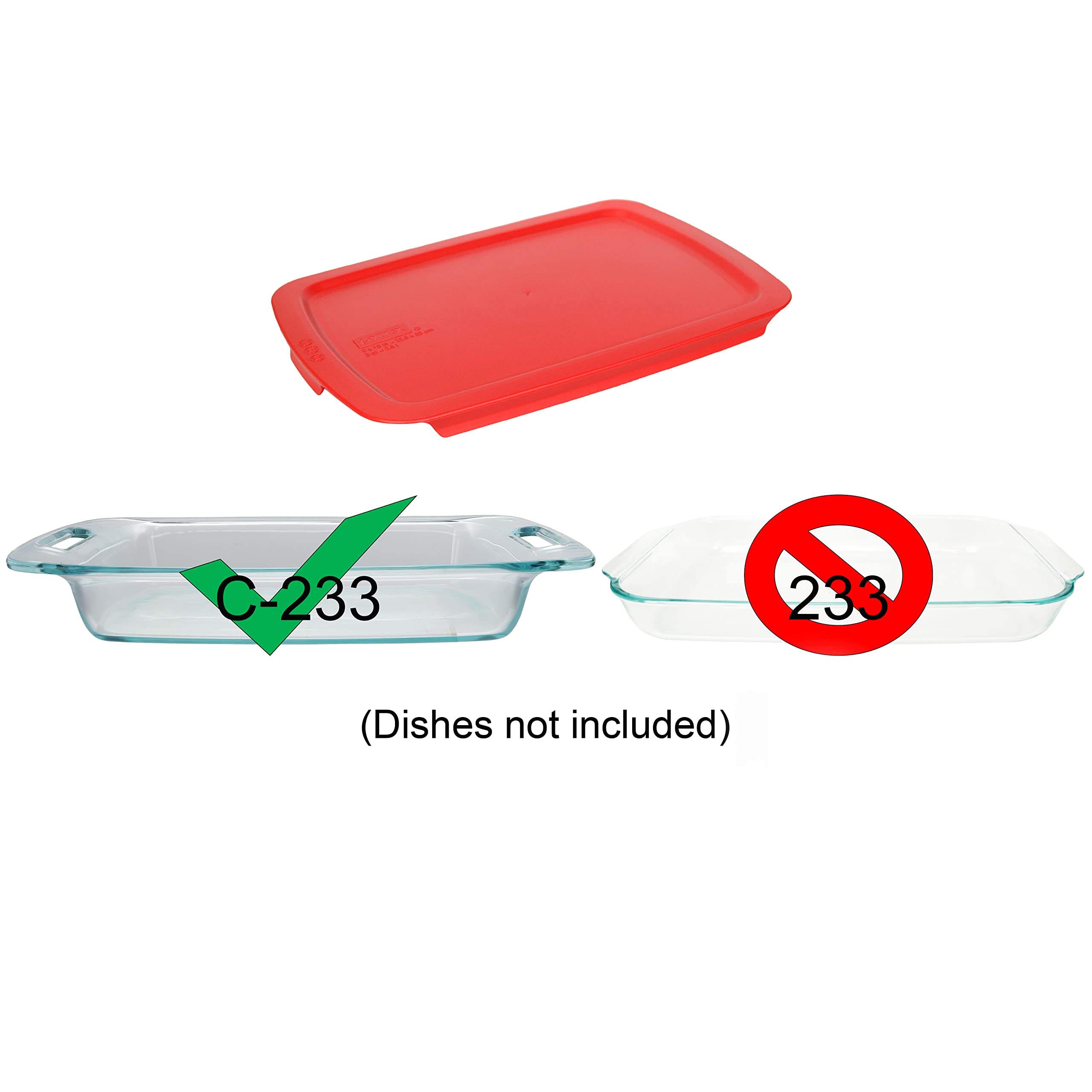 Pyrex C-233-PC 3qt Red Easy Grab Replacement Food Storage Lid (Will NOT Fit Basics 233 Glass Dish) - Made in the USA