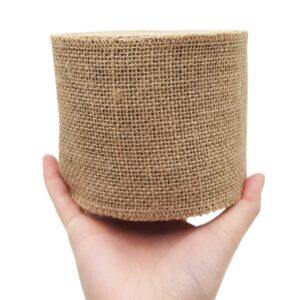 inspirelle 4" natural burlap fabric roll 10 yards jute ribbon for gift wrapping craft projects wedding decoration home decoration 10cm