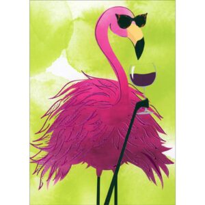 avanti press pink foil flamingo wine toast a-press funny/humorous feminine birthday card for woman