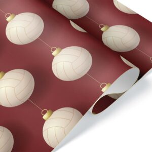 Cute Volleyball Gift Wrap Thick Wrapping Paper V-ball Christmas Ornament Holiday Party Decoration (6 foot x 30 inch roll)