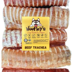 Woofley's Beef Trachea - (6 Inch 20 Pack) - Trachea Treats for Dogs - Natural Source of Glucosamine and Chondrotin for Joint Health - 100% Natural Beef Windpipe for Dogs