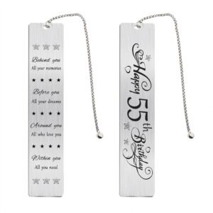 jzxwan happy 55th birthday gifts for men women, 55 year old birthday bookmark gift for her him, fifty-five birthday presents decorations