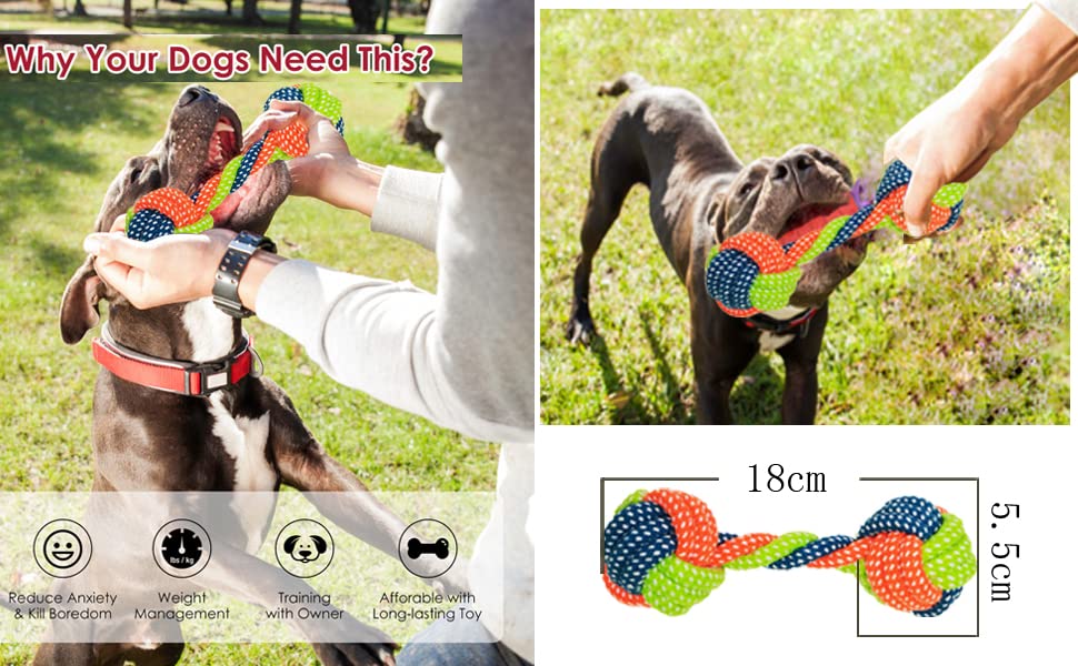 YOOCIZ Tough Dog Toys for Aggressive Chewers, Large Dog Toys with Larger Knot Rope Toys Interactive Dog Chew Toy for Small, Medium & Large Breed…