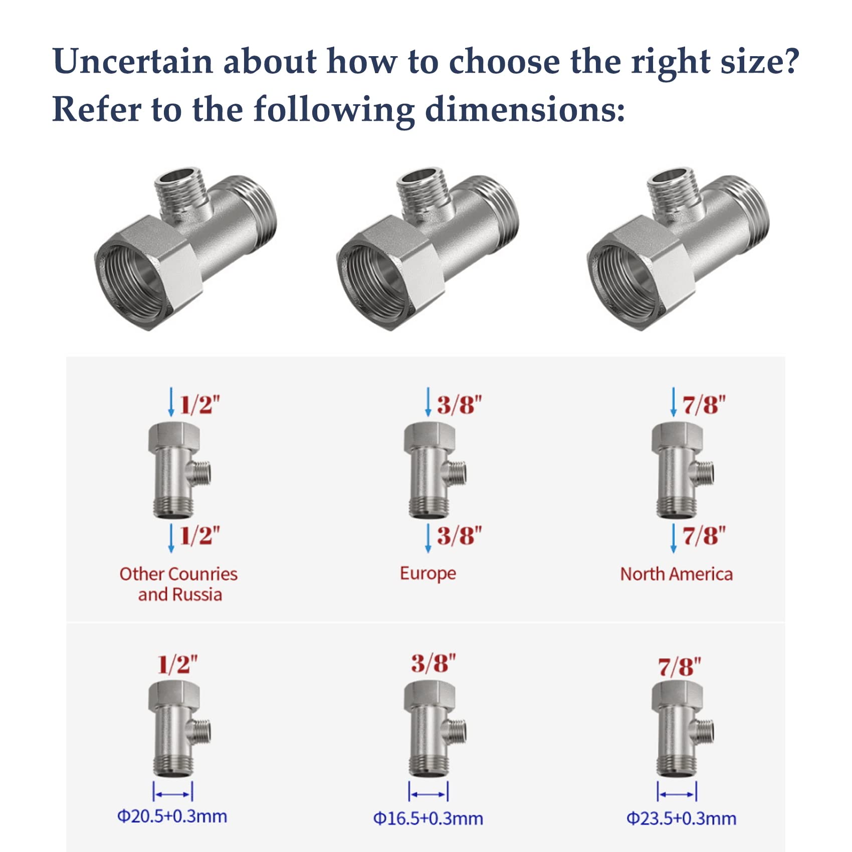 BIGCOW Bidet Installation Accessories Set, Contains 1/2" Stainless Steel T-Adapter, Teflon Tape, Circular Fixing Plates With Rubber Gaskets * 2, Cold Water Connection Metal Braided Hose