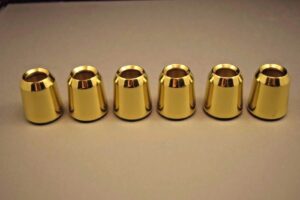 set of 6 solid brass candle followers, candle toppers for 7/8" diameter candles (6 pieces)