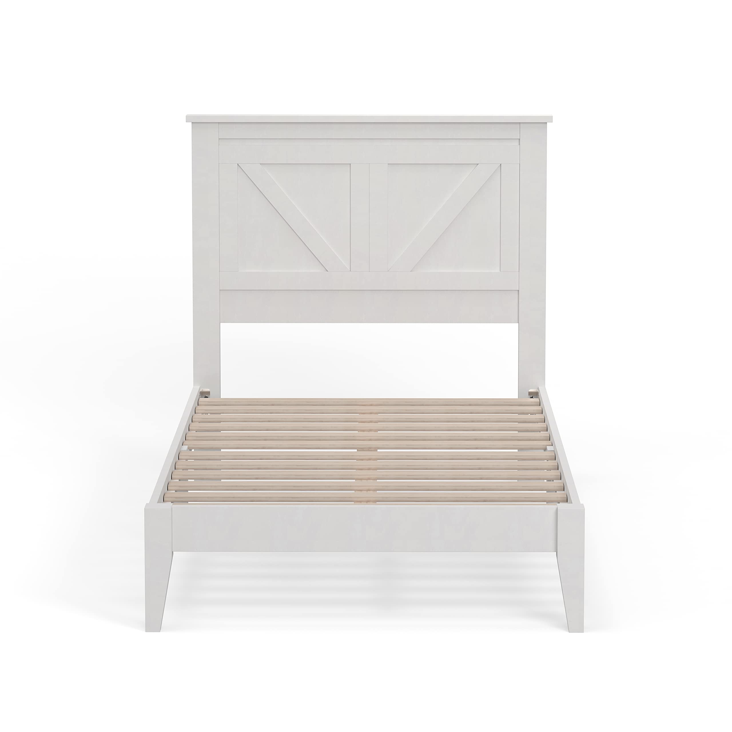 Glenwillow Home Farmhouse Solid Wood Platform Bed in Twin - Gloss White