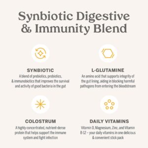 Nouri StayWell Lemonade Synbiotic Digestive + Immunity Blend, Prebiotics and Probiotics, Powder Stick Pack for Digestive and Immune Health, 0 Calories, 0 Sugar - 14-Count (Lemonade)