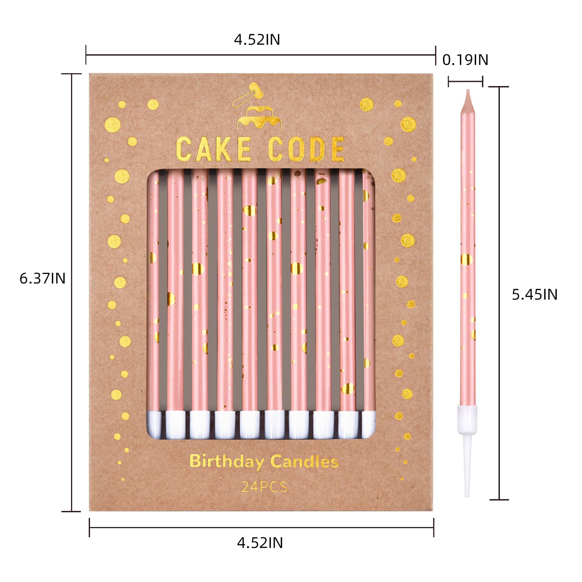 CAKE CODE Pink Gold Long Thin Birthday Candles, Cake Candles, Birthday Parties, Wedding Decorations, Party Candles