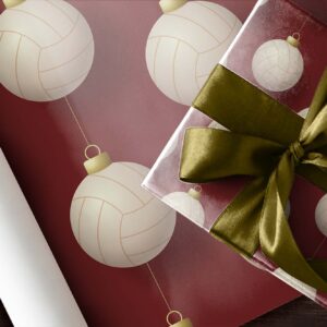 Cute Volleyball Gift Wrap Thick Wrapping Paper V-ball Christmas Ornament Holiday Party Decoration (6 foot x 30 inch roll)