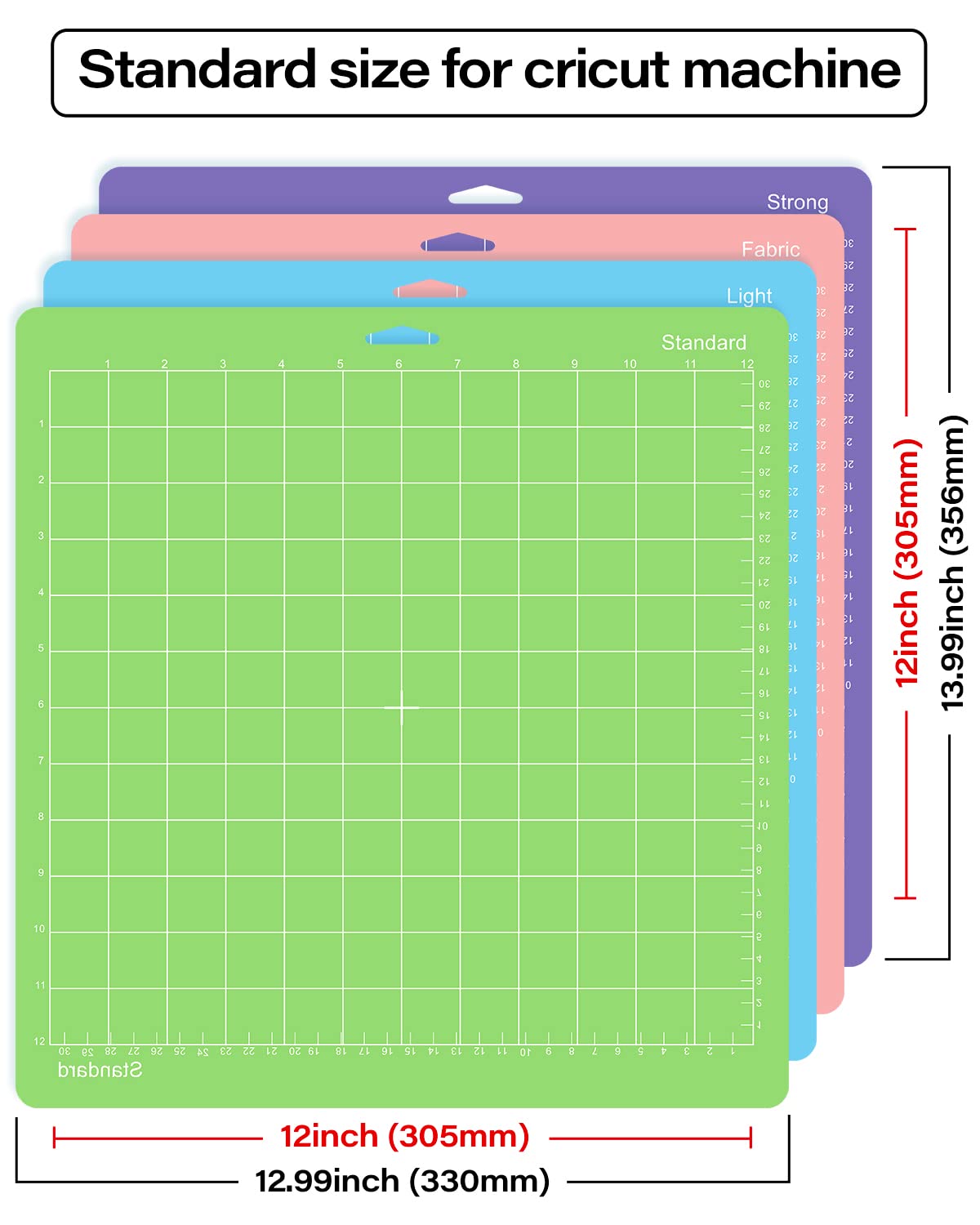 Colemoly 12x12 Cutting Mat 9 Pack Variety for Cricut Maker 3/Maker/Explore 3/Air 2/Air/One 2 Pack Mats Scrapers Sticky Cricket Cut Card Non-Slip Replacement Accessories Standard Light Strong Frabic