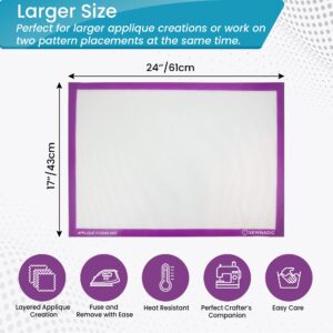 Applique Fusing Mat 17"x24" (43cm x 61cm) with Bonus Applique Pressing Sheet and Handy Storage Tube - A Great Silicone Mat and Applique Teflon Sheet for Arts and Fusible Web Fabric Crafts