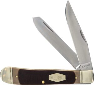 old timer 296ot trapper 7.3in traditional folding pocket knife with 2 high carbon stainless steel blades, ergonomic sawcut handle, and convenient size for edc, hunting, carving, camping, and outdoors