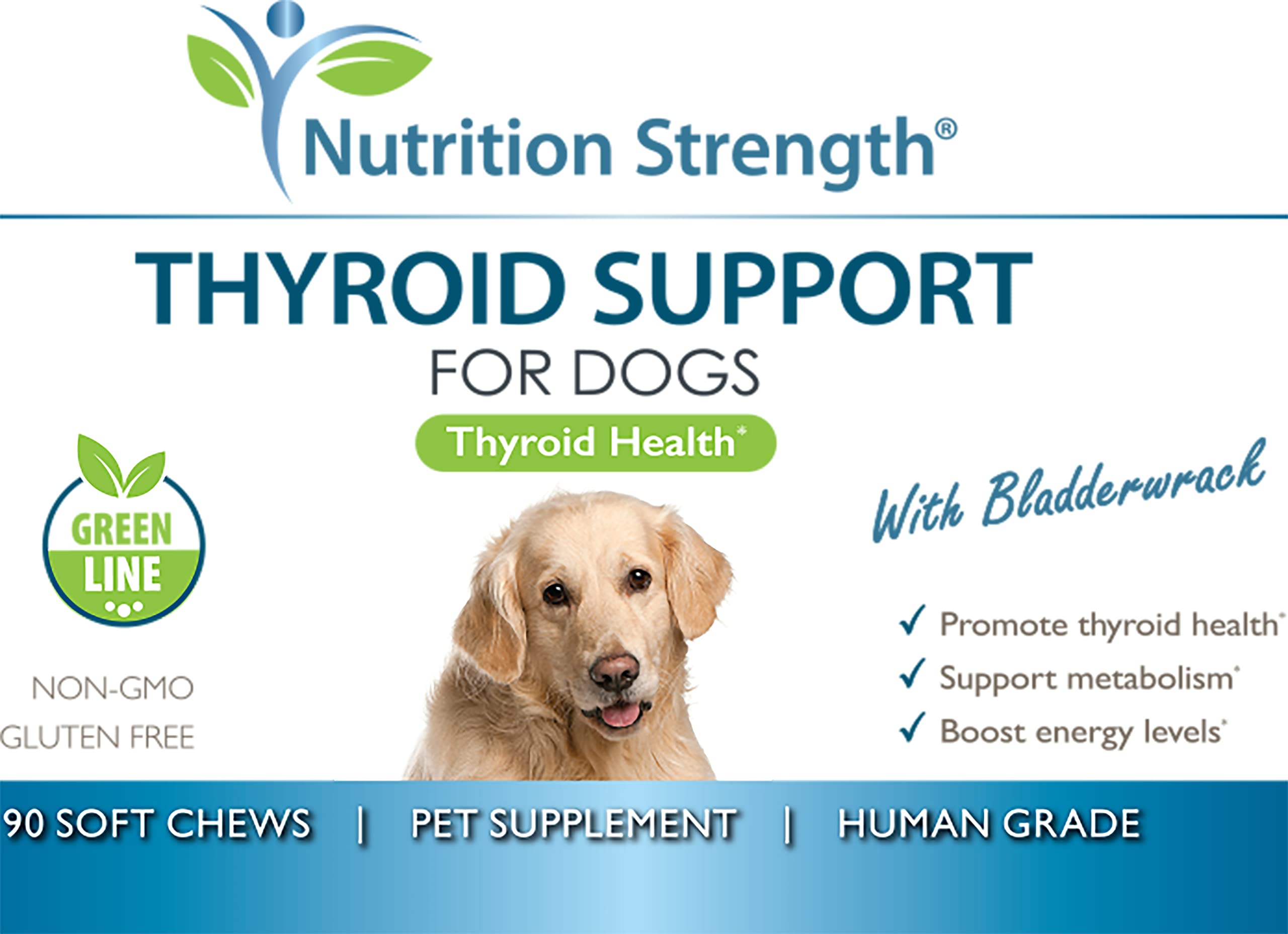 Nutrition Strength Thyroid Supplement for Dogs, Support for Hypothyroidism in Dogs with Organic Bladderwrack, Promotes Normal Function of Endocrine and Enzyme Systems, 90 Soft Chews