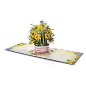 CUTPOPUP Mother's Day Card Pop Up, Birthday 3D Greeting Card (Sunflowers Vase)