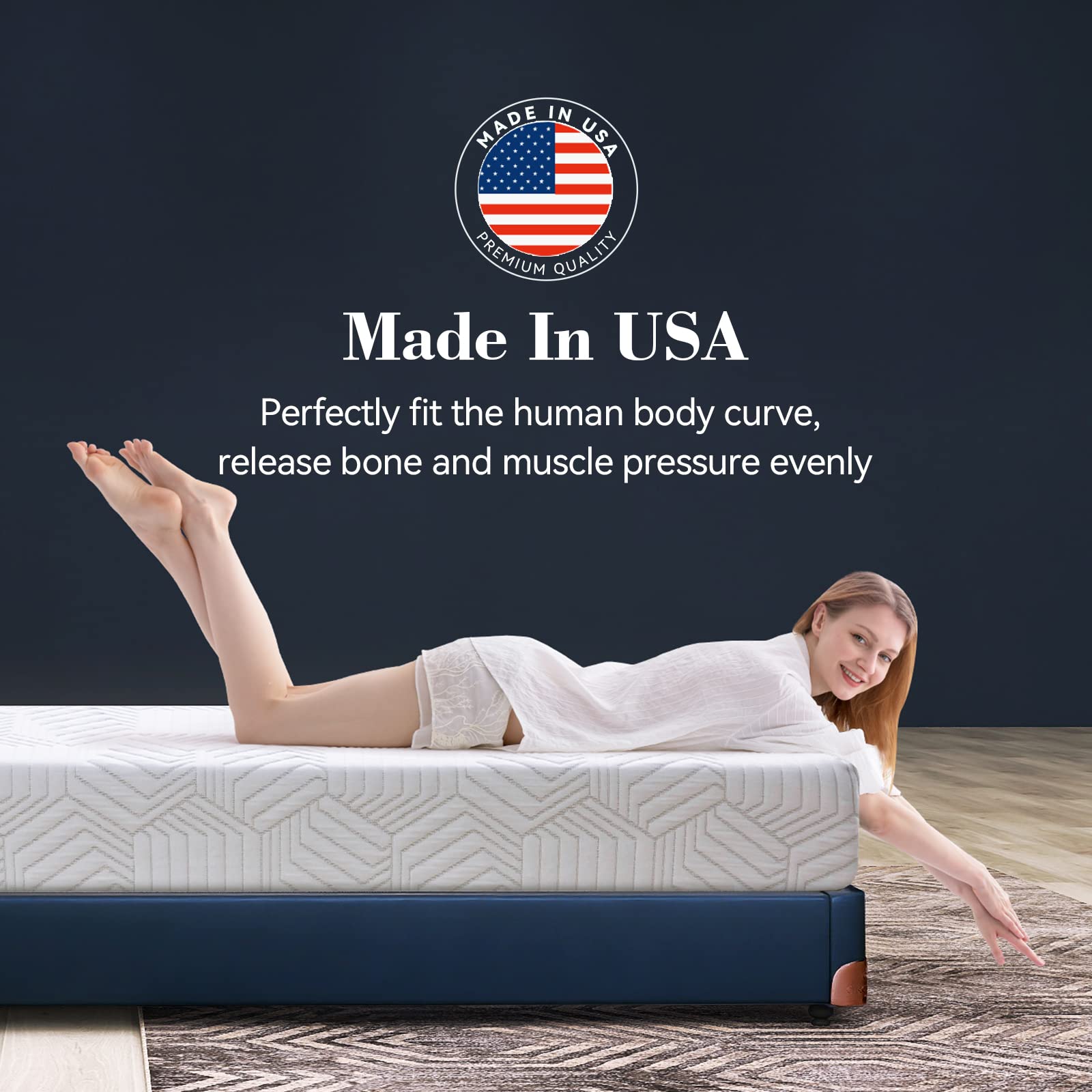 Vyfipt Queen Size Mattress, 12 Inch Green Tea Memory Foam Mattress, Made in USA, Bed in a Box, CertiPUR-US Certified, Medium Firm