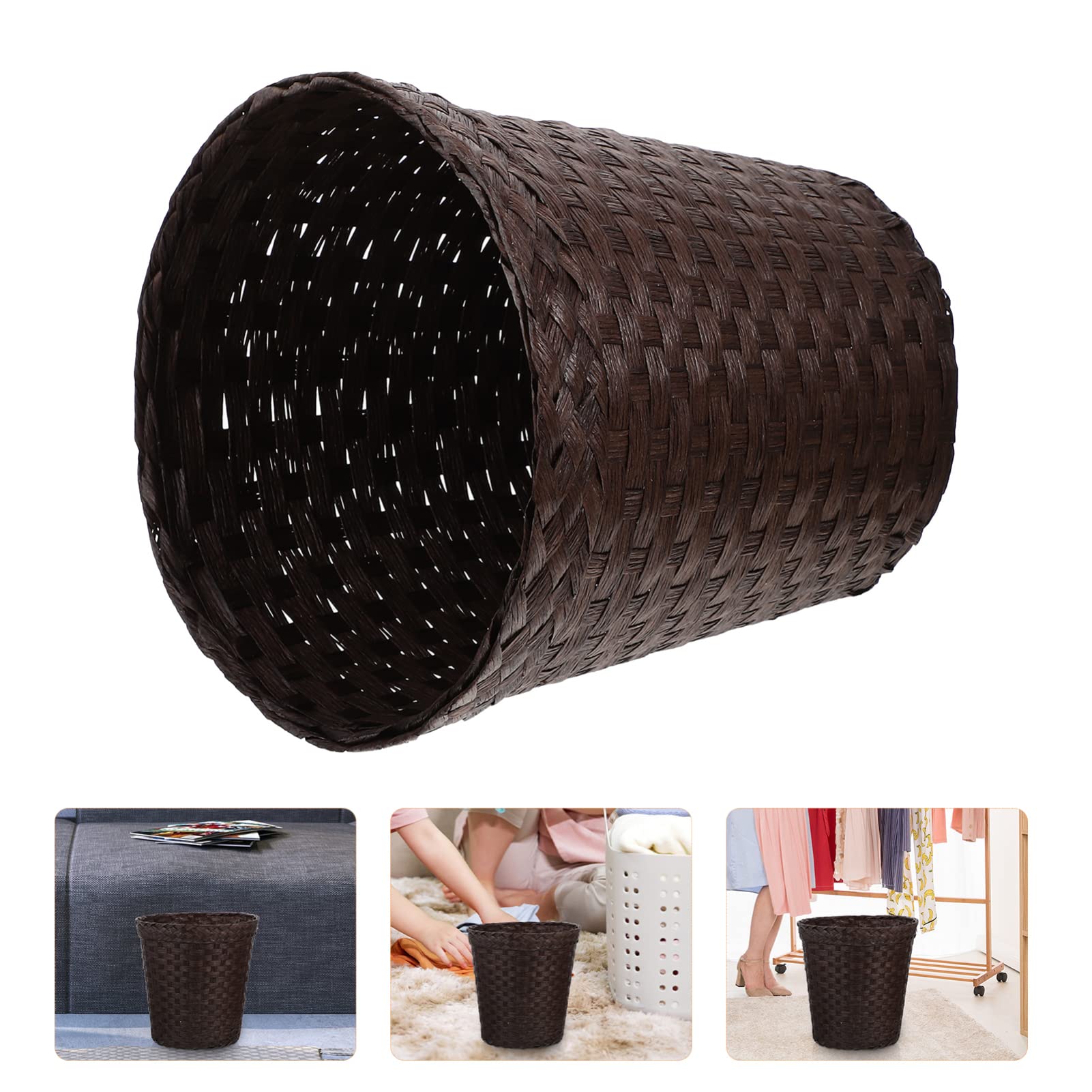 Ipetboom Rattan Trash Baskets Round Wicker Trash Can Wastebasket Handwoven Waste Paper Bin Rattan Garbage Can Rubbish Bin Trash Container for Bedroom Kitchen Bathroom Office Coffee Bathroom Trashcan