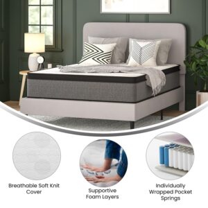 Flash Furniture Capri Comfortable Sleep 13" Euro Pillow Top Hybrid Pocket Spring and Foam Mattress in a Box, Foam and Spring Hybrid Mattress, Queen