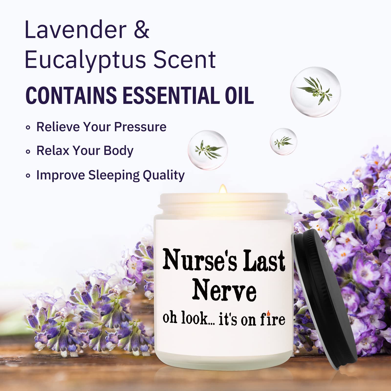 PETALSUN Nurse Gifts for Women, Nurse Christmas Gifts - Handmade Lavender Natural Soy Wax Candle (7oz) - Cool Nurse Gift, Rn Gifts for Nurses, Nurse Appreciation Gifts