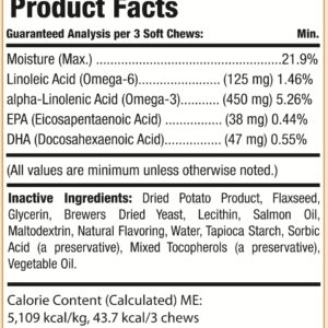 Salmon Oil for Dogs Skin and Coat by Larry | Dog Supplements for Itchy Skin & Allergy Relief | Omega 3, 4, DHA, & EPA for Skin, Coat, Bone, & Joint Health | for All Breeds & Sizes, (120 Soft Chews)