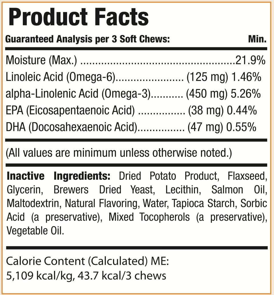 Salmon Oil for Dogs Skin and Coat by Larry | Dog Supplements for Itchy Skin & Allergy Relief | Omega 3, 4, DHA, & EPA for Skin, Coat, Bone, & Joint Health | for All Breeds & Sizes, (120 Soft Chews)