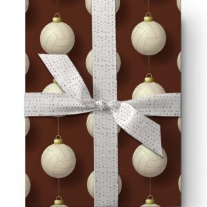 Cute Volleyball Gift Wrap Thick Wrapping Paper V-ball Christmas Ornament Holiday Party Decoration (6 foot x 30 inch roll)