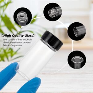 Kesell 20ml Glass Vials with Caps, Small Screw Cap Glass Sample Bottles, Clear Bottle Container, Pack of 20