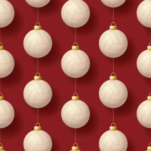 cute volleyball gift wrap thick wrapping paper v-ball christmas ornament holiday party decoration (6 foot x 30 inch roll)