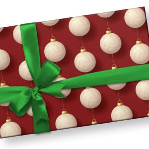 Cute Volleyball Gift Wrap Thick Wrapping Paper V-ball Christmas Ornament Holiday Party Decoration (6 foot x 30 inch roll)